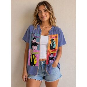 Prince Graphic T-Shirt Women Upcycled Shirt cardigan Pop Art Icon Short Sleeve S